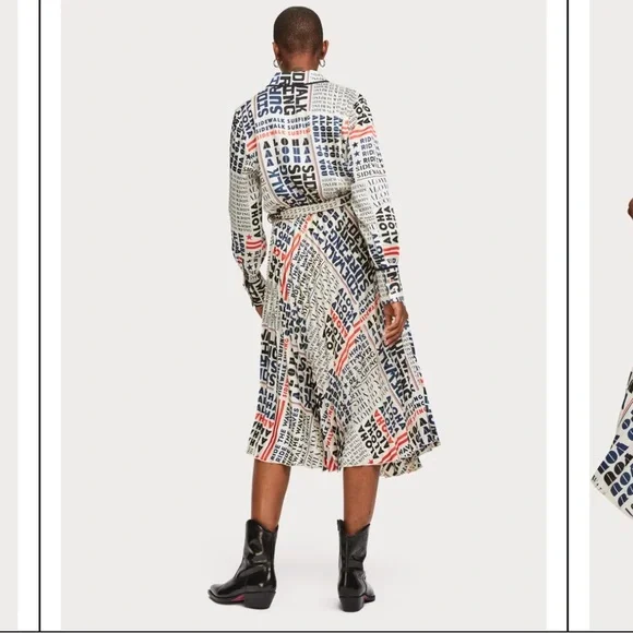 Scotch & Soda Text Print Pleated Dress - Picture 3 of 3